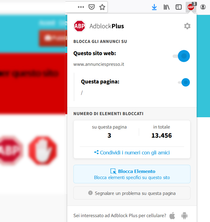 adblock disattivazione