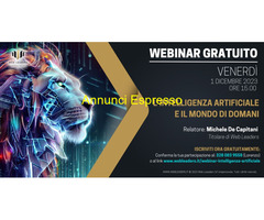 CorsoWEBINAR GRATUITO: L’INTELLIGENZA ARTIFICIALE E IL MONDO DI DOMANI