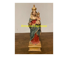 Antica scultura Vergine e bambino Cartapesta