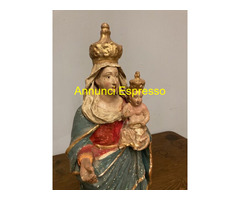 Antica scultura Vergine e bambino Cartapesta