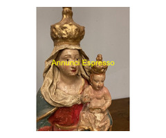 Antica scultura Vergine e bambino Cartapesta