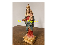Antica scultura Vergine e bambino Cartapesta