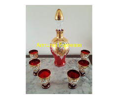 Set  rosolio vintage  vetro di Murano rosso-oro