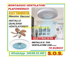 Elettricista montaggio plafoniere ventilatore Roma