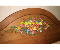 Letto matrimoniale abete decorato