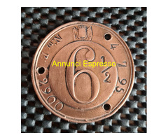 Antica  Medaglia placca rame  bollo  imposta, diam