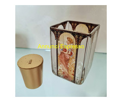 Portacandele  vintage Alphonse  Mucha   ,in vetro