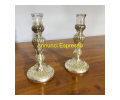 Coppia di antichi Candelieri –Candelabri Vetro