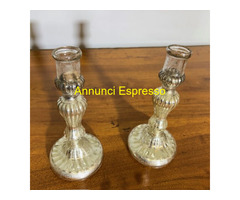 Coppia di antichi Candelieri –Candelabri Vetro
