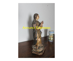 Antica scultura Lignea Vergine  policroma \'600