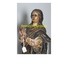 Antica scultura Lignea Vergine  policroma \'600