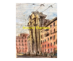 Disegno centro di Roma 1964, Belau, 91x84cm