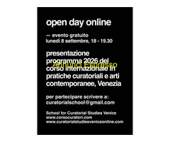 CorsoOpen Day online, corso in pratiche curatoriali
