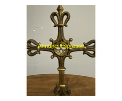 Antica croce neogotica in Bronzo, XIX sec, 36x23cm