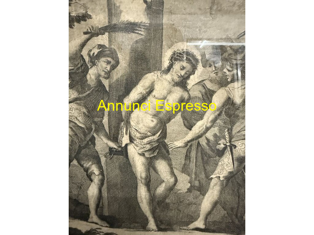 Antica incisione acquaforte flagellazione di Crist Antica incisione acquaforte flagellazione di Crist
