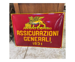 Antica insegna bombata Generali Assicurazioni smal