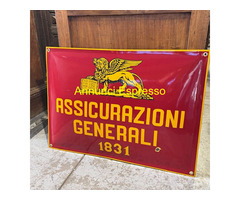 Antica insegna bombata Generali Assicurazioni smal