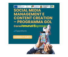 CorsoSocial Media Management e Content Creation, Corso Gratuito, Programma GOL Lazio