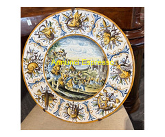 Antico piatto in maiolica istoriato Napoli 800