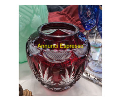 Vaso in cristallo al piombo con intagliatura a man