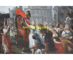 Antico dipinto olio su tela bamboccianti '600