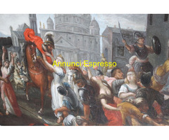 Antico dipinto olio su tela bamboccianti '600