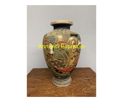 Antico vaso Giappone Satsuma '900 con personaggi