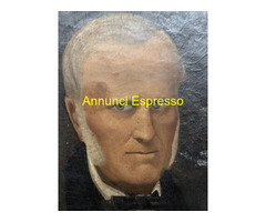 Antico dipinto olio su tela con personaggio nobile