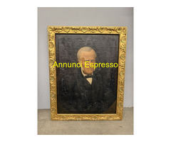 Antico dipinto olio su tela con personaggio nobile