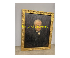 Antico dipinto olio su tela con personaggio nobile