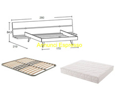 Letto matrimoniale plana in abete con comodini