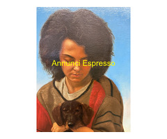 Olio su tela, ragazza e cagnolino 1987 Giancarlo