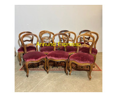Antico e raro gruppo di 10 sedie Luigi Filippo