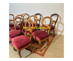 Antico e raro gruppo di 10 sedie Luigi Filippo