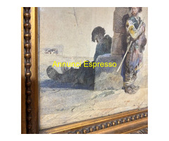 Antico dipinto acquarello , di grande qualità