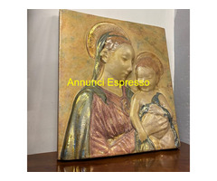 Splendida placca in maiolica lustro oro Vergine