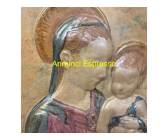 Splendida placca in maiolica lustro oro Vergine