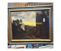 Antico   dipinto Paesaggio e rovine