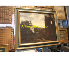 Antico   dipinto Paesaggio e rovine