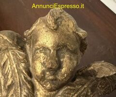 Antico frammento scultura d'angelo dorato, XVII