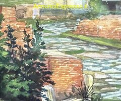 Antico dipinto ad acquarello fori romani. Roma XIX