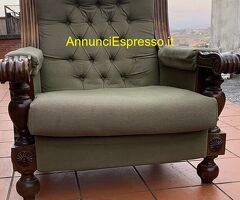 Poltrona Vintage Capitonné in Velluto Verde Bosco