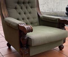 Poltrona Vintage Capitonné in Velluto Verde Bosco