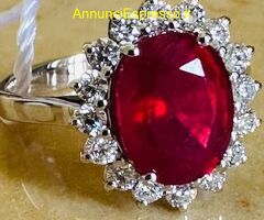 ANELLO DONNA IN ORO BIANCO18k RUBINO E DIAMANTI