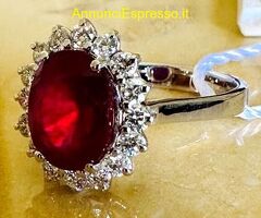 ANELLO DONNA IN ORO BIANCO18k RUBINO E DIAMANTI