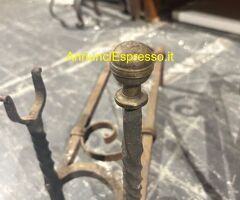 Antica coppia di alari epoca XIX SEC ferro battuto