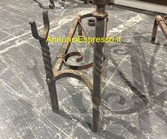 Antica coppia di alari epoca XIX SEC ferro battuto