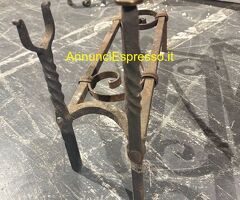 Antica coppia di alari epoca XIX SEC ferro battuto