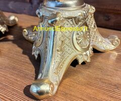 Antica coppia di candelabri oro Zechino L. Filippo