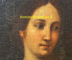 Antico dipinto raffigurante volto femminile XVII